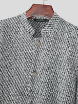 Men's Solid Color Textured Stand Collar Long Sleeve Jacket SKUL29777