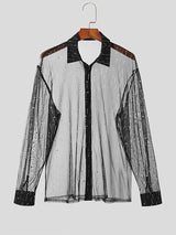 Mens Glitter See Through Long Sleeve Shirt SKUK61551