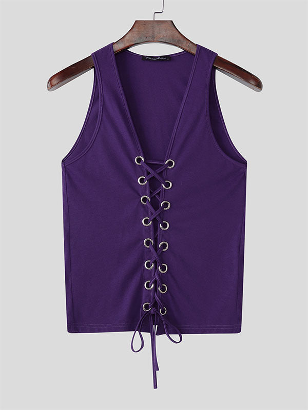 Mens Hollow-Out Cropped Sleeveless Tank SKUL04272