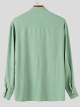 Men's Color Block Stand Collar Long Sleeve Shirt SKUL39392