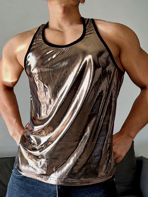 Mens Glitter U-Neck Casual Sleeveless Vest SKUK55441