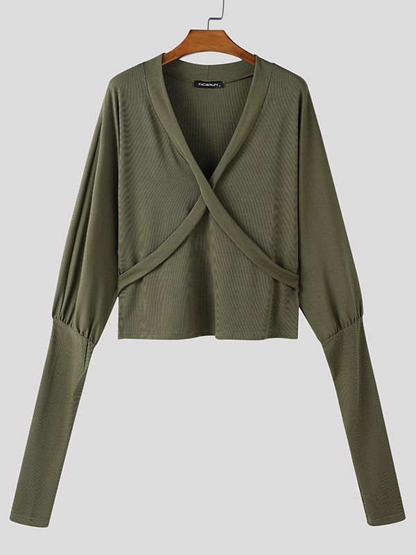 Men's Knit Textured Bat Sleeve T-shirt SKUL45310