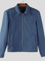 Men's Solid Color Woolen Cropped Long Sleeve Jacket SKUL34137