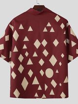 Men's Diamond Print Contrast Color Short Sleeve Shirt SKUL40099