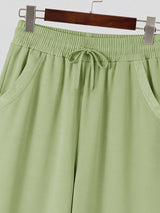 Men's Clean-Fit Casual City Walk Drawstring Elastic Waist Knee Seam Wide-Leg Sweatpant SKUL85930