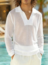 Men's Sheer Mesh Long Sleeve Shirt SKUL46258