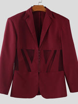 Men's Sheer Mesh Patchwork Long Sleeve Blazer SKUL41244