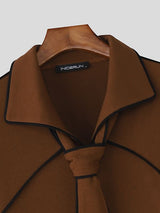 Men's Color Block Textured Knit Long Sleeve Shirt SKUL43805