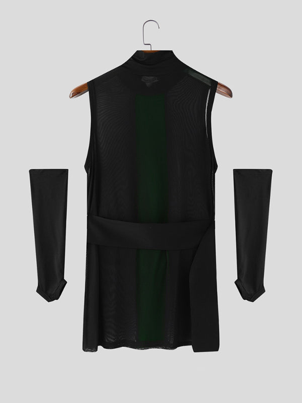 Men's Stripe Contrast Sheer Mesh Tank SKUL23558