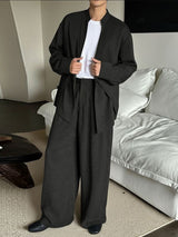 Men's Solid Color Loose Casual Two Pieces Outfit SKUL40092