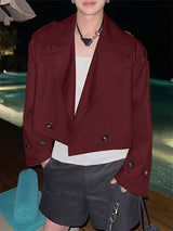 Men's Solid Color Cropped Casual Long Sleeve Jacket SKUL25781