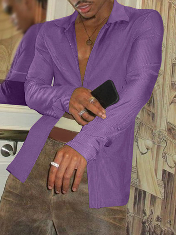 Mens Textured Knit Long Sleeve Shirt SKUL03021