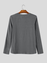 Men's Korean Minimalist City Date Asymmetric Fold-Over Collar Slim-Fit T-shirt SKUL84569