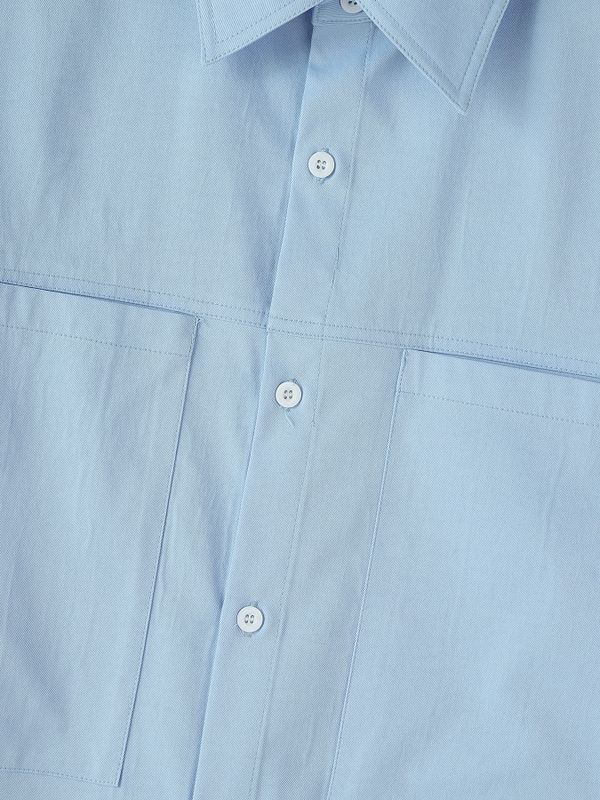 Men's Early Autumn Urban Casual Patch Pocket Boxy Fit Long Sleeve Turn-Down Collar Shirt SKUL81841