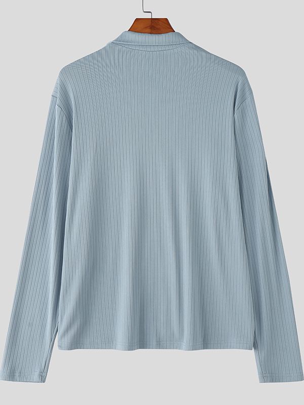 Men's Minimalist Solid Color Textured Long Sleeve Cardigan SKUL46341