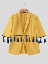 Men's Fringe Patchwork Short Sleeve Blazer SKUL22231