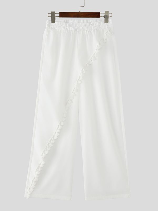 Men's Deconstructed Panel Tassel Patchwork Long Pant SKUL43982