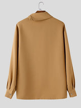 Men's Deconstructed Asymmetrical Collar Long Sleeve Shirt SKUL36676