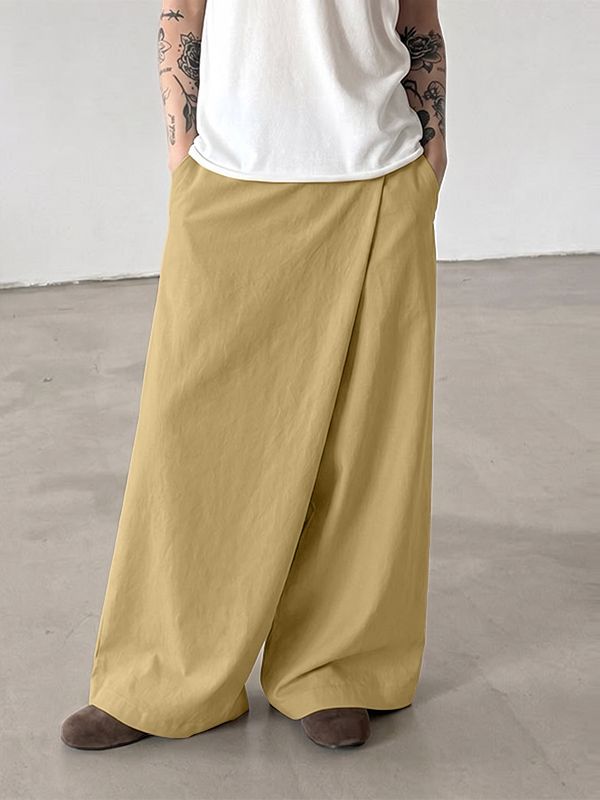 Men's Vintage Casual Asymmetric Cross Wrap Baggy Wide Leg Pant SKUL69118