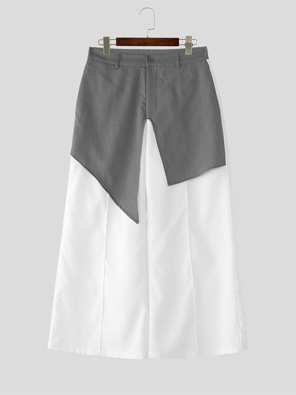 Mens Faux Two-Piece Patchwork Casual Pant SKUL16862