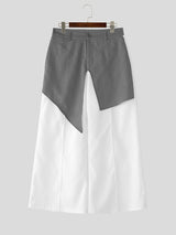 Mens Faux Two-Piece Patchwork Casual Pant SKUL16862