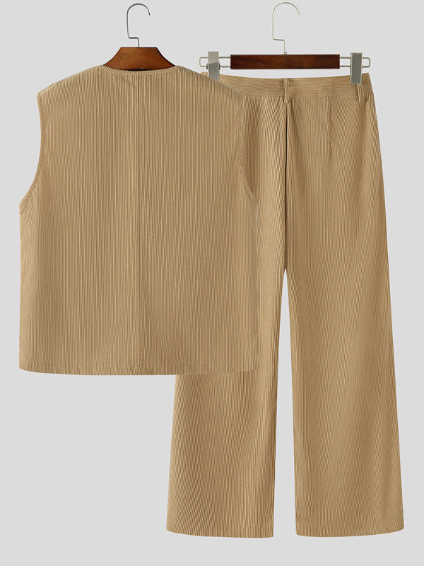 Men's Corduroy Casual Two Pieces Outfit SKUL28180