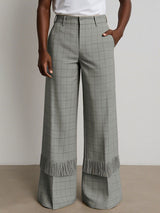 Men's Tassel Patchwork Plaid Casual Pant SKUL26122