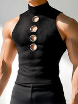 Mens Metal Ring Cutout High Neck Tank SKUL09496