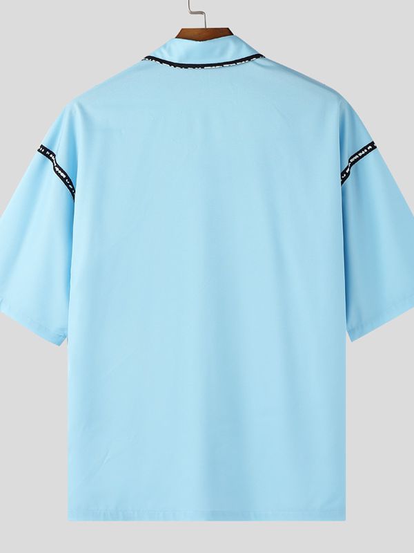 Men's Color Block Trim Short Sleeve Shirt SKUL35053