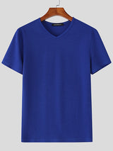 Mens Textured Knit V-Neck Short Sleeve T-Shirt SKUL13188