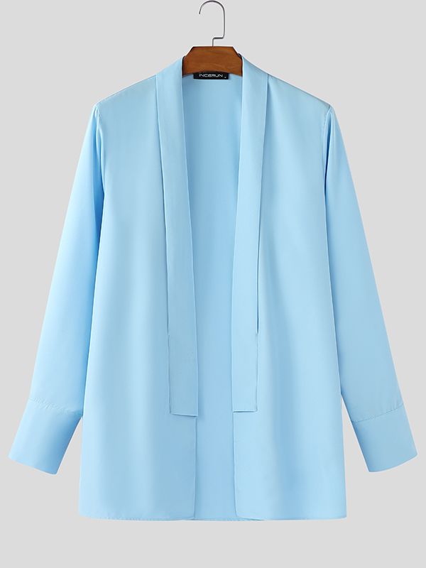 Men's Solid Color Deep V Neck Long Sleeve Cardigan SKUL47610