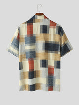 Mens Colorful Plaid Revere Collar Casual Shirt SKUK45481