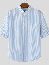 Men's Minimalist Stripe Short Sleeve Shirt SKUL49909