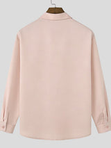 Men's Solid Color Tie Pocket Long Sleeve Shirt SKUL46133