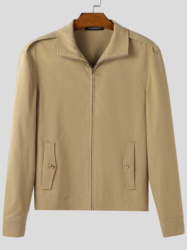 Men's Solid Color Loose Long Sleeve Jacket SKUL42537