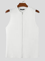 Mens Textured Zip-Up Sleeveless Tank SKUL01087
