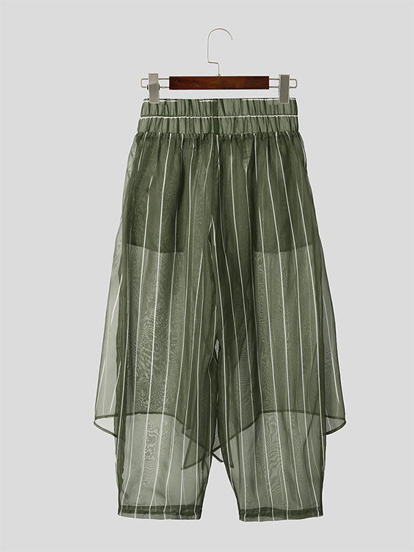 Mens Solid Color Pleated Wide-Leg Pant SKUL05274