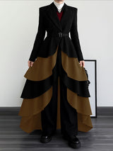 Men's Irregular Pleated Layered Hem Long Sleeve Blazer SKUL35326