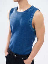 Mens Solid Knit Crew Neck Sleeveless Vest SKUK55802