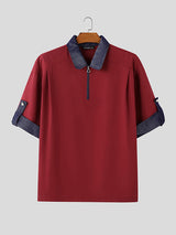 Mens Colorblock Short Sleeve Polo Shirt SKUK95654