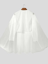 Men's Sheer Mesh Patchwork Cropped Two Pieces Outfit SKUL36344