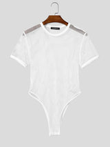 Men's Avant-Garde Sheer Fishnet High-Cut V-Hem Bodysuit SKUL62119