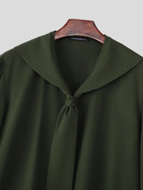 Men's Solid Navy Collar Casual Two Pieces Outfit SKUL33040