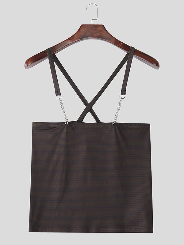 Mens Metal Bar Spliced Striped Tank SKUK92819