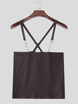 Mens Metal Bar Spliced Striped Tank SKUK92819