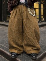 Men's Solid Color Plaid Wide Leg Pant SKUL22462