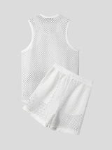 Men's Plain Sheer Mesh Two Pieces Outfit SKUL17929
