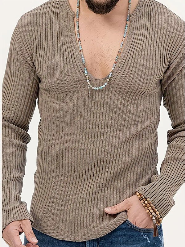 Mens Textured Stripe Long Sleeve T-Shirt SKUK77201