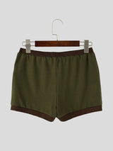 Men's Modern Casual Lounging Contrast Band Button Fly Short SKUL84067