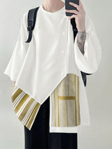 Men's Striped Loose Long Sleeve Shirt SKUL28487